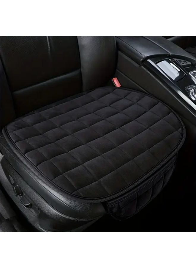 Beige 2pcs Universal Soft Plush Car Seat Cover Winter Warm Anti Slip Breathable - Image 4